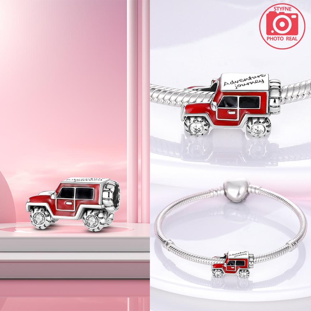 Copper Pink Car Beads Charm Bracelets For Women Fit Pendant Charms Beads For Fine Jewelry Making Gift