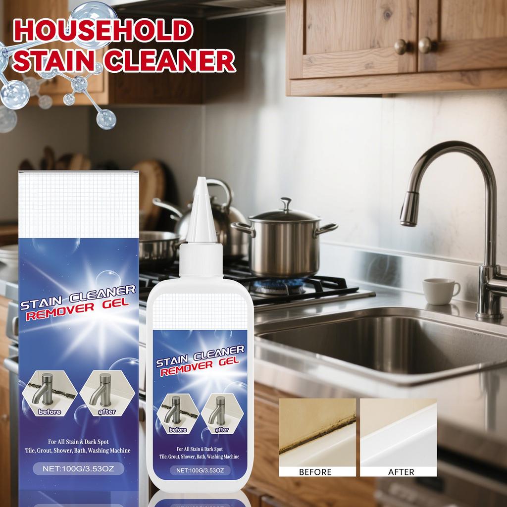 Household Stain Cleaner Is An Effective Cleaning Gel For Showers, Bathrooms, Tiles And Sinks