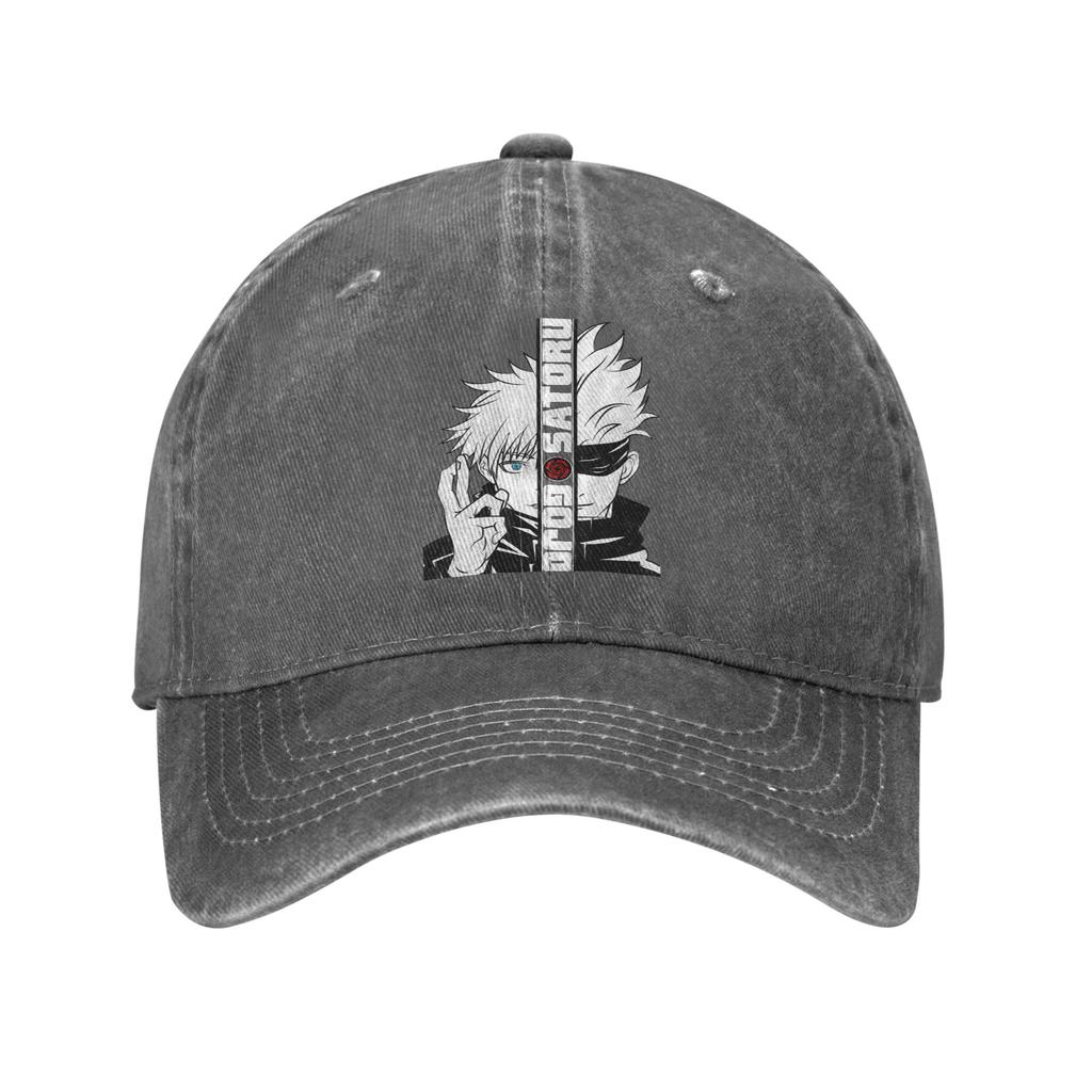 Vintage Jujutsu Kaisen Gojo Satoru Basebollkepsar Unisex Sliten Tvättad Huvudbonad Utomhus träning Ostrukturerad Mjuk Keps Hatt