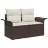 Sofa Set 5 Pieces Brown and Cream White Poly Rattan and Steel