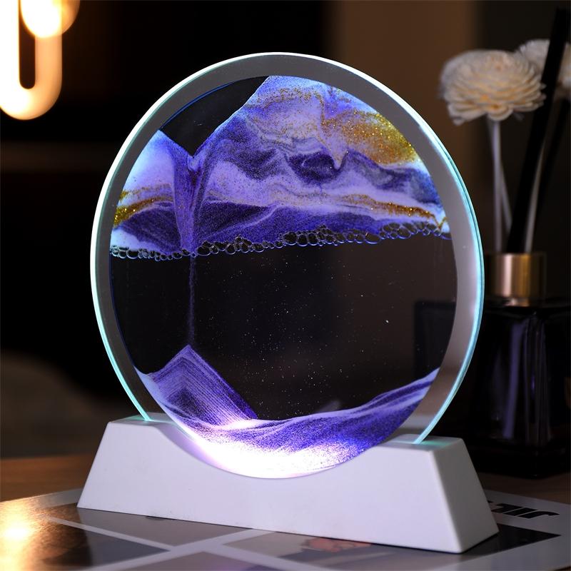 3d Hourglass Quicksand Moving Sand Night Lights Luminous Ornament Glass Sandscape Craft Flowing Painting Lamps Home Decor Gift