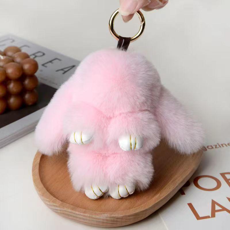 Cute Bunny Plush Pendant Keychain - Rex Rabbit Ornament