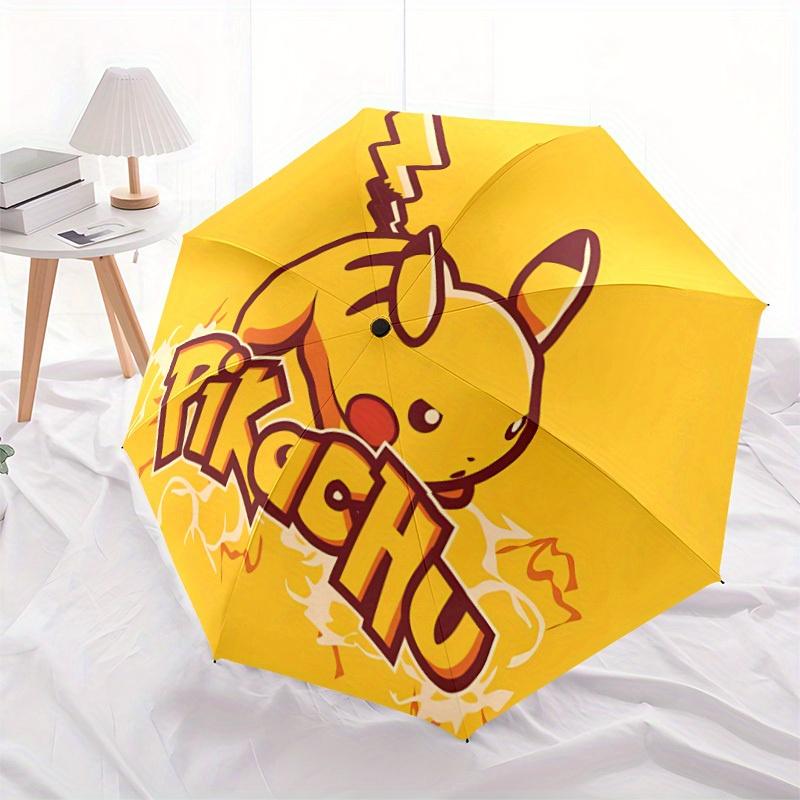 Pikachu Electric Automatic Folding Umbrella, 8 Ribs for All-Season Use, Portable for Travel & Outdoor Activities a0819085