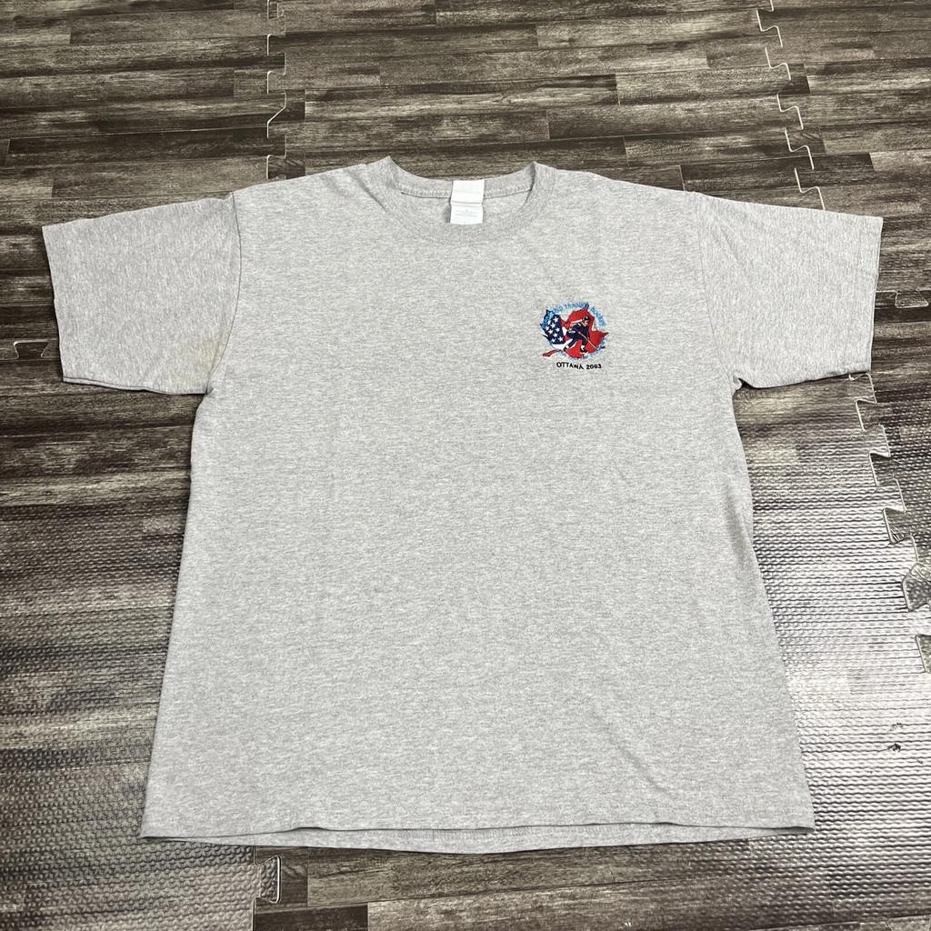 Vintage 2003 Friendship Through Hockey Ottawa Tshirt Grey Large VTG Casual