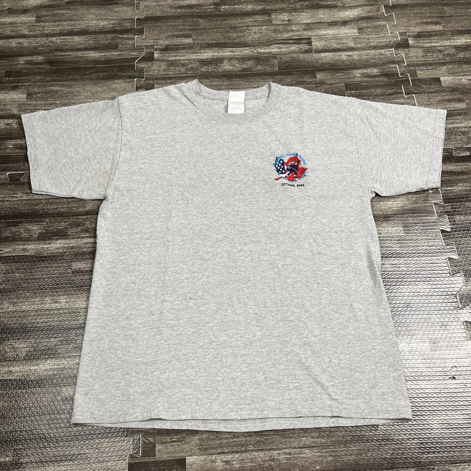 

Vintage 2003 Friendship Through Hockey Ottawa Tshirt Grey Large VTG Casual M