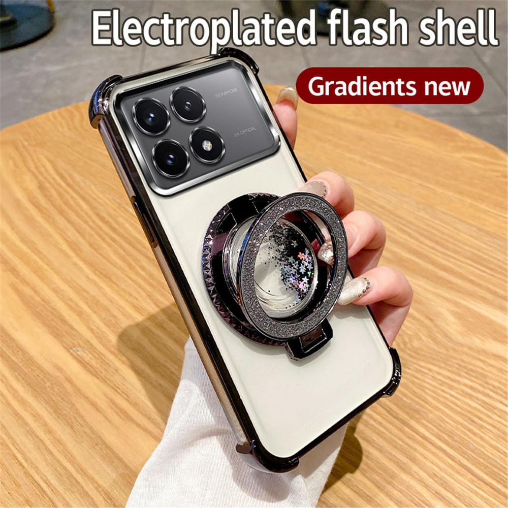 Quicksand Glitter Ring Stand Phone Case For Xiaomi Poco X6 Pro 5G X6 X3 NFC M6 Pro C65 12T 13T Pro Soft Silicon Shockproof Cover