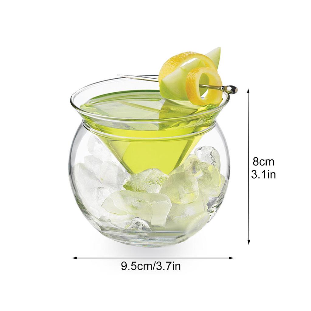 Martini Glass with Round Base Crystal Clear Sturdy Wine Cocktail Chiller Cup For Party Bar 150ml