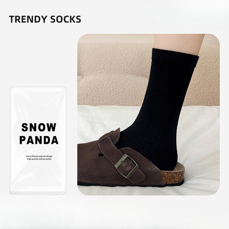 Hehe Socks Children's Warm Autumn-Winter Solid Color Cotton Socks for Women - Thick Leggings - Versatile