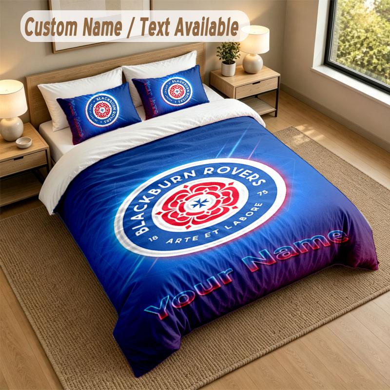 Bedding Set 1 Duvet Cover 2 Pillowcases Blackburn Rovers Football Print Soft Bed Linen Bedroom Decor