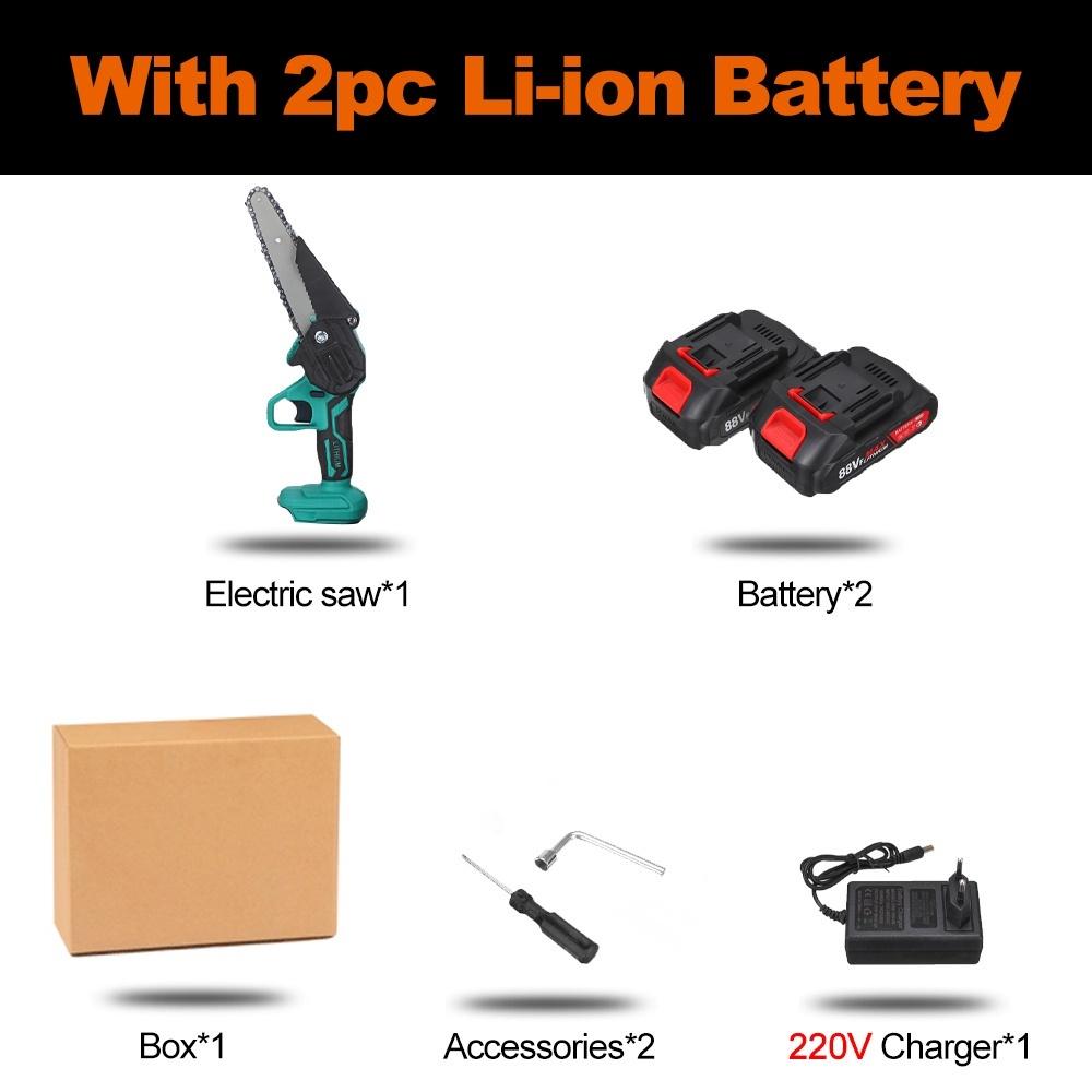 6 Inches 1200W 88Vf Electric Saw Pruning Chain Saw Garden Tree Logging Saw Woodworking Tools Wood Cutter for 18V Battery