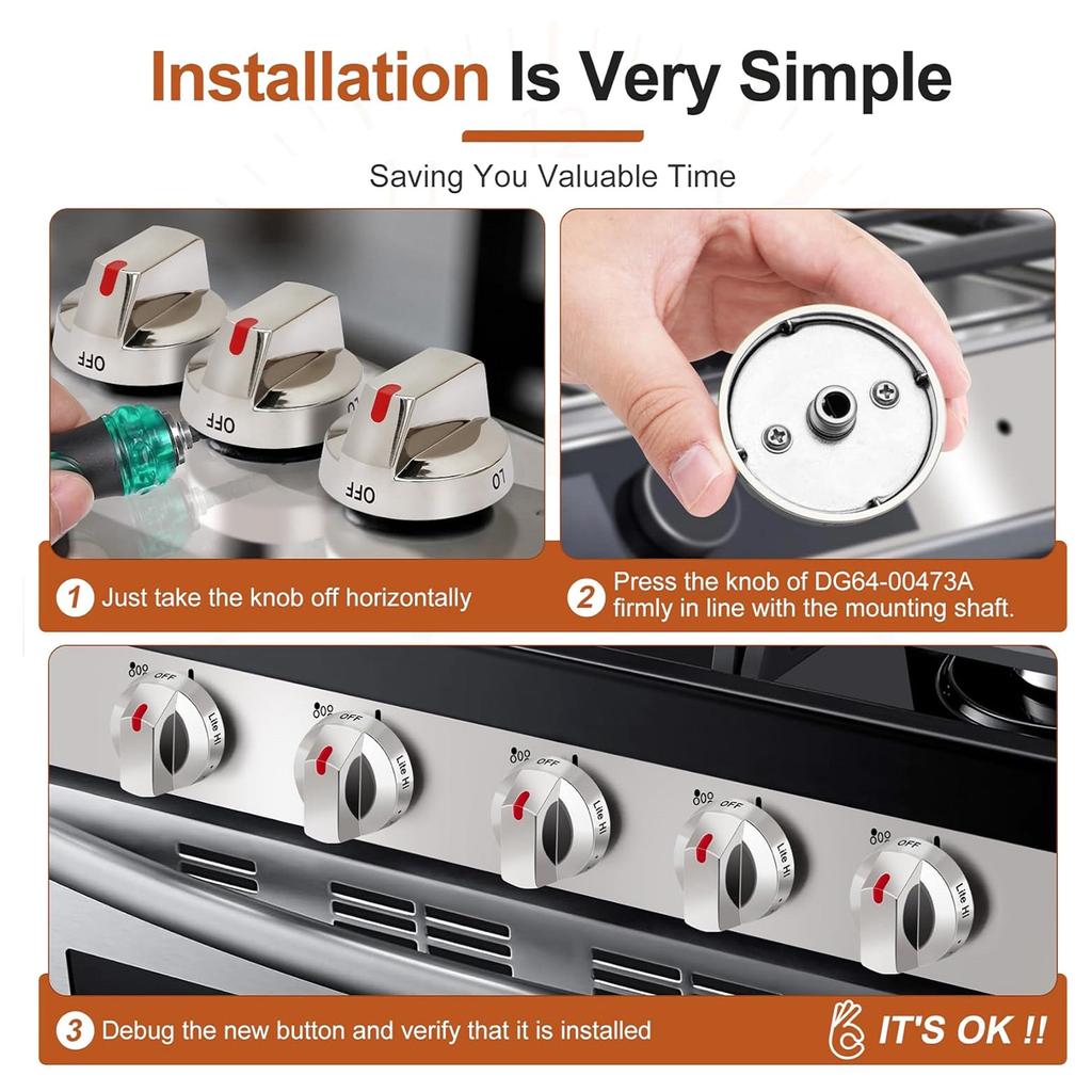 Pack of 2 Practical Cooking Benches Knobs Accessory for Samsungs Electric Ranges Replacement Models NE63T8111SS/AA