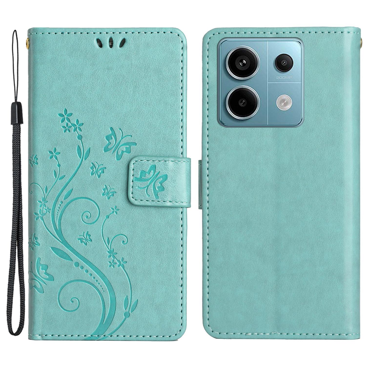 

Для Xiaomi Redmi Note 13 5G чехол с рисунком бабочки из искусственной кожи-бумажника чехол для телефона Baby Blue