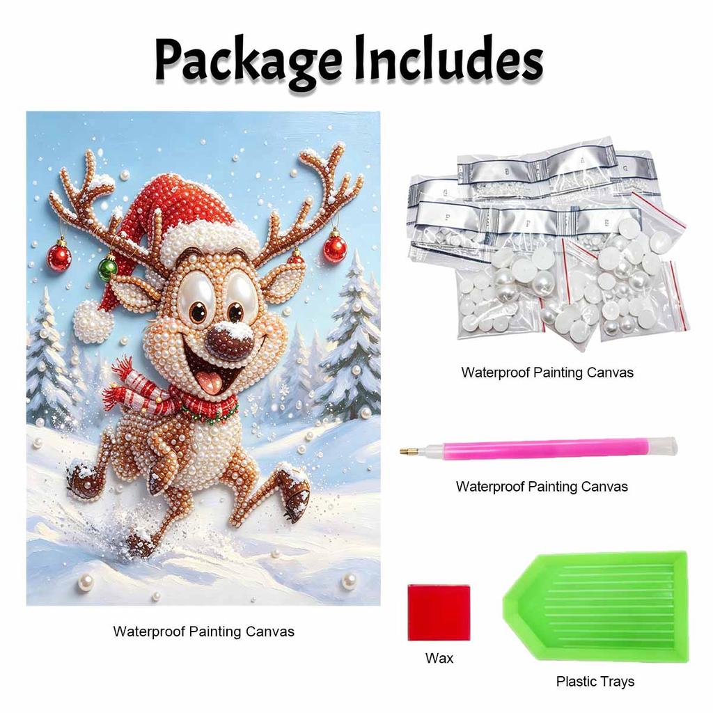 Christmas Pearl Painting Kit Handmade DIY Reindeer Snow Forest Home Decoration Painting