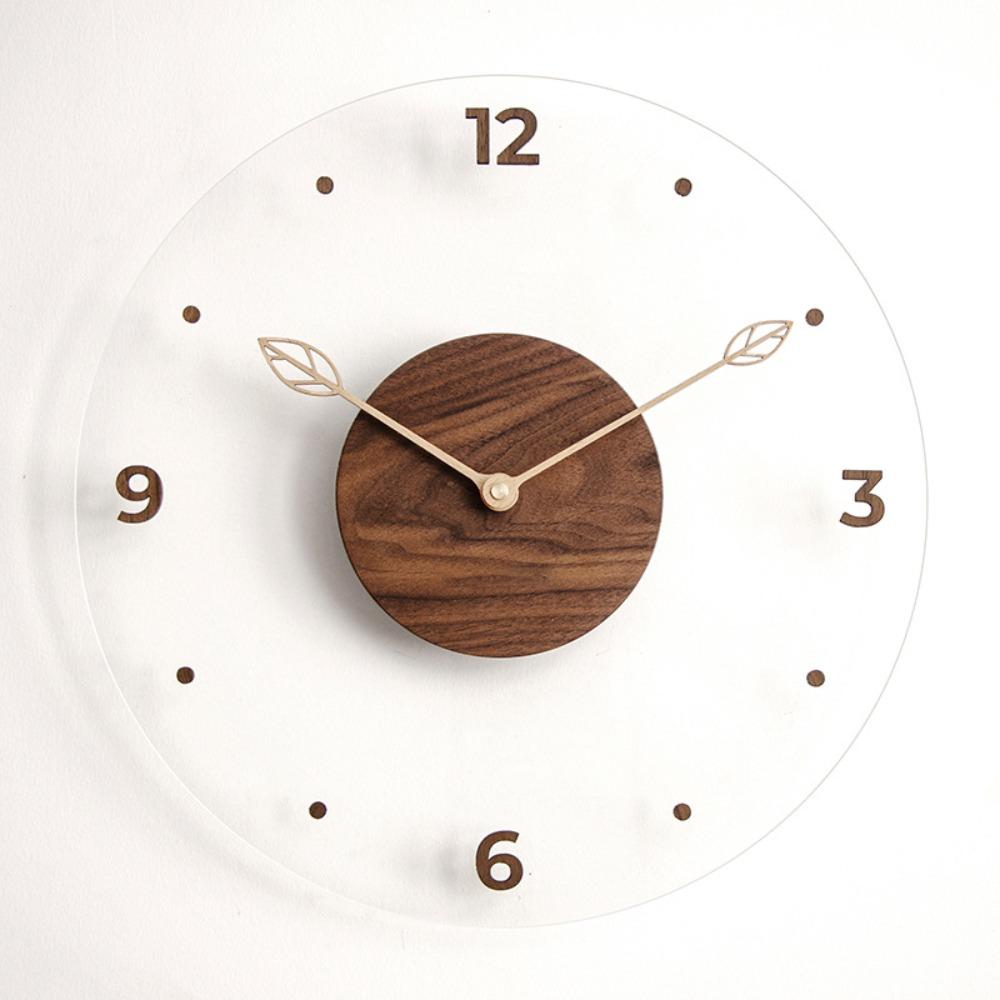 Transparent Digital Wall Watch Solid Wood Scale Clock Durable Hanging Clock  Office