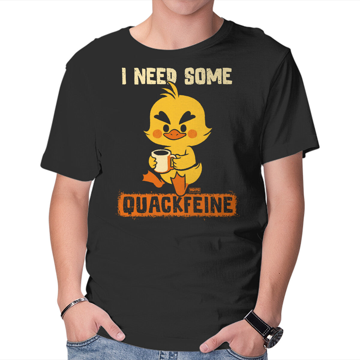 Unisex Crew Neck T-Shirt I Need Quackfeine Graphic Short Sleeve Casual Tee XS