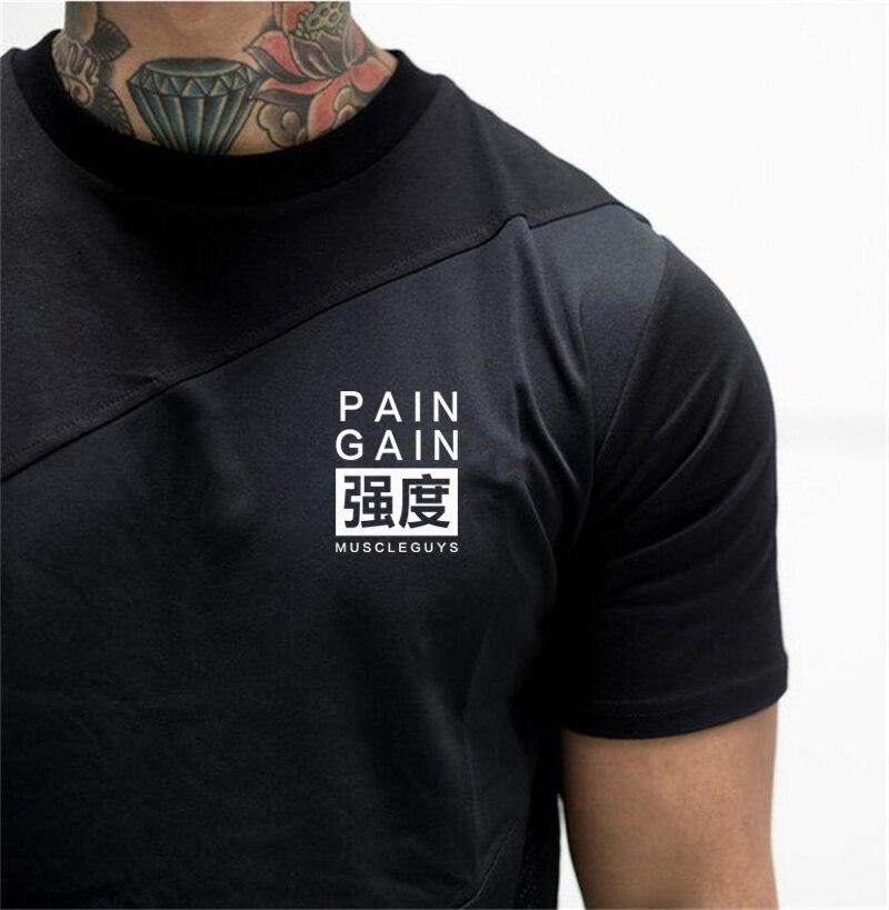 Muscleguys Top da uomo freschi e traspiranti Patchwork Cotone&Rete T-shirt Fitness Bodybuilding Manica corta casual comode t-shirt
