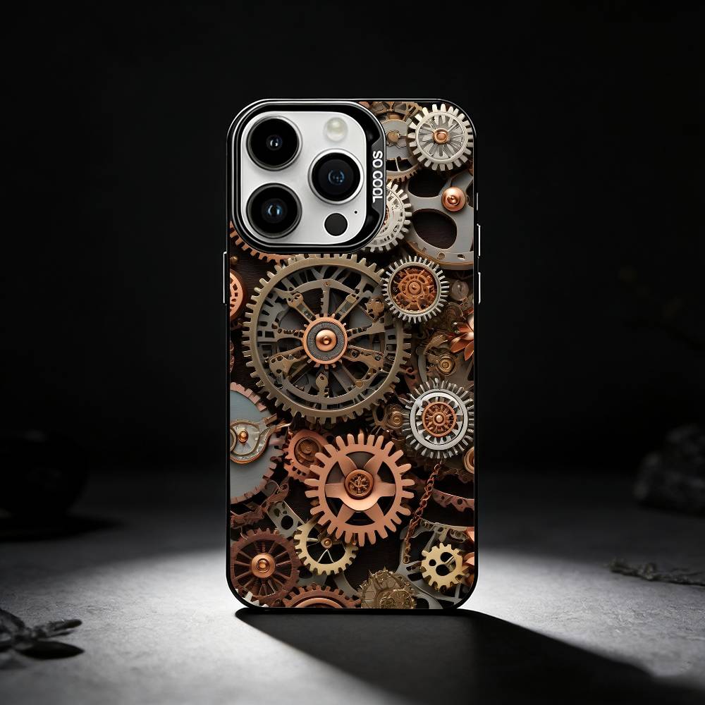Steampunk Gear Mechanical COOL Phone Case For iPhone 17,16,15,14,13,12,11 Plus,Pro Max,XS,Colored silver phone case