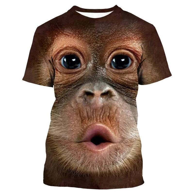 Summer Fun Gorilla Monkey T-Shirt Animal 3D Printing Street Style Men's and Women's Short Sleeve T-Shirt
