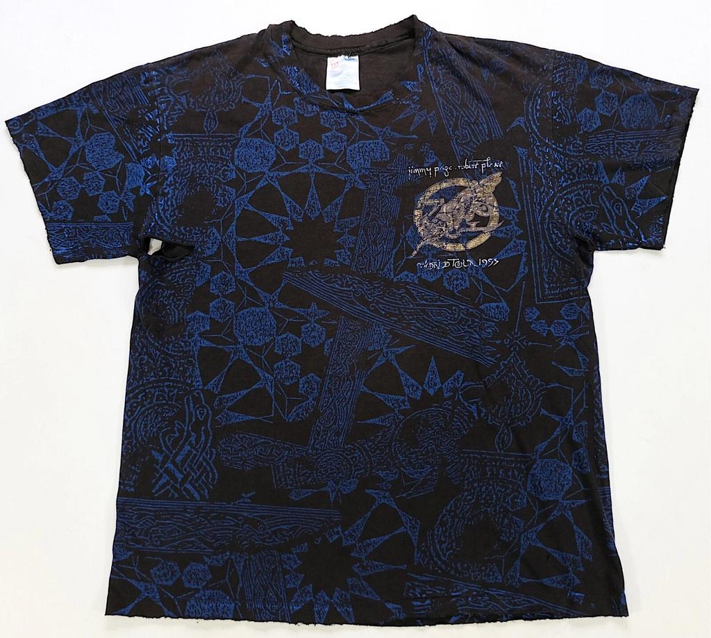 Rare VTG Jimmy Page Robert Plant World Tour 1995 All Over Print T Shirt 90s SZ L