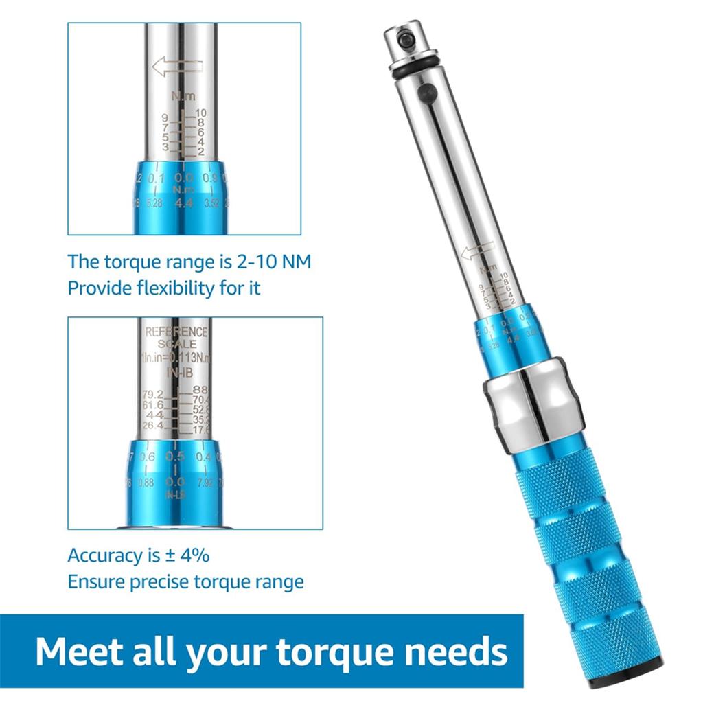 2025+Spoke Torque Wrench, 2-10 NM Motorcycle Spoke Wrench Set, Steel Torque Wheel Spoke Spanner with Storage Box, 5.0-6.8mm
