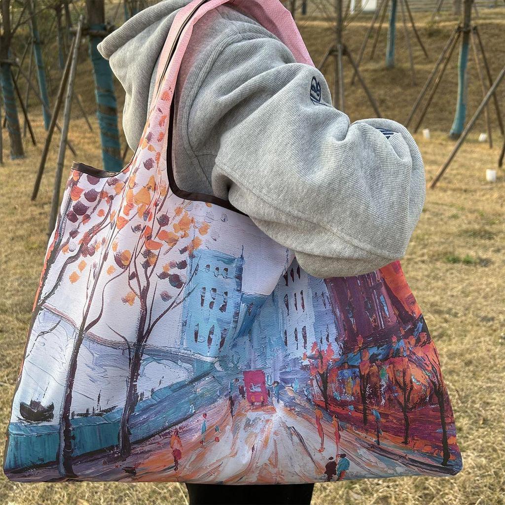 Borsa Tote da Viaggio Pieghevole Ecologica con Cartoni Animati - Borsa da Shopping a Spalla Singola di Grande Capacità per Donne