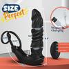 5-in-1 Prostate Massager Thrusting Anal Vibrator, Big Vibrating Anal Dildo Butt Plug with Dual Silicone Cock Ring, Male Sex Toy for Man Gay Couple