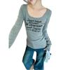 Women's Retro Slim Fit U-Neck Long Sleeve T-Shirt - Early Spring Base Layer