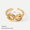 European and American Ins Wind Titanium Steel Gold-plated Opening Ring Slightly Inlaid with Zircon Geometric Personality Adjustable Ring Light Luxury 