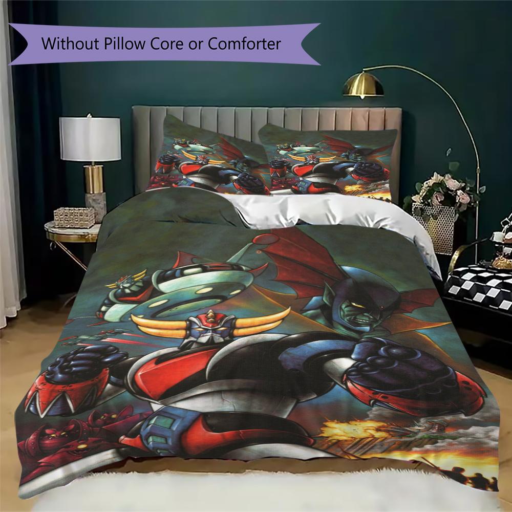Grendizer Goldorak Pattern Bedding uilt Set uilt Cover Pillowcase Home Decoration Birthday Gift (1 * duvet cover + 2 * pillowcase without core)30
