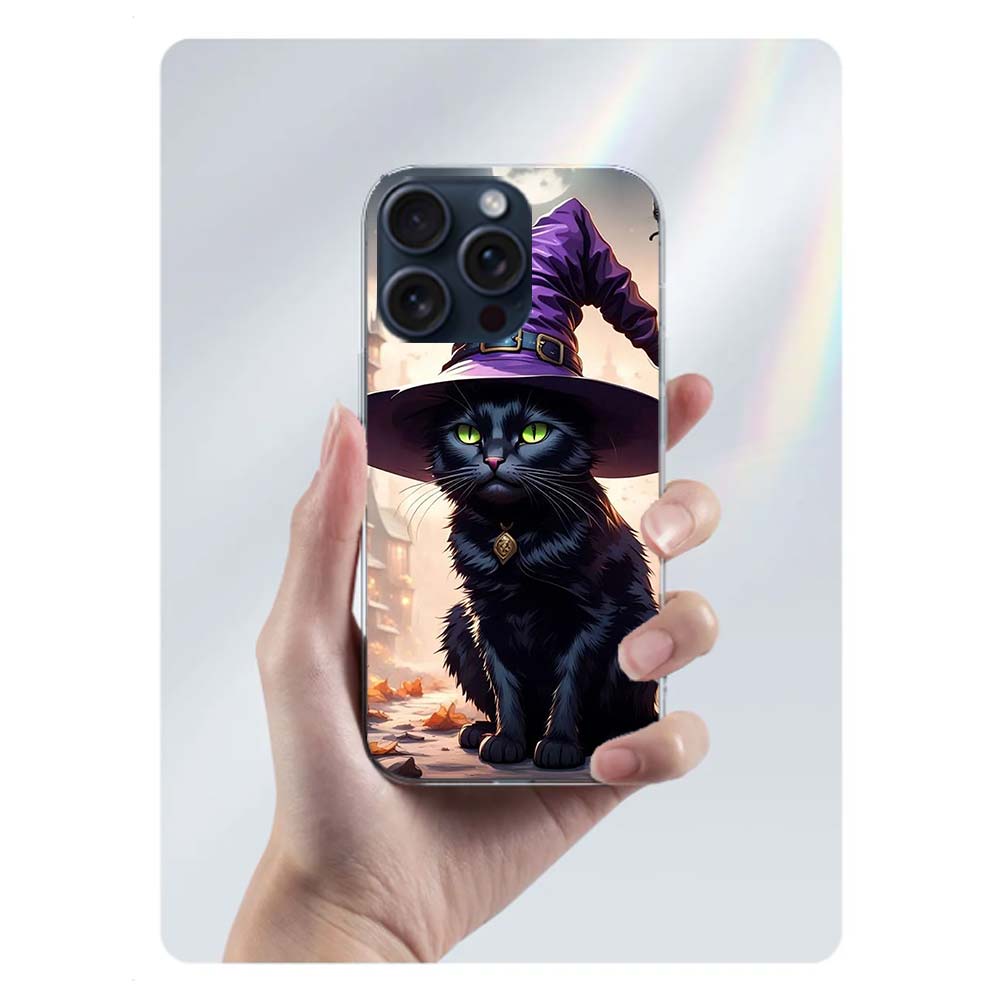 Halloween Magic Cat Clear Phone Case For Iphone 17 Air 16 Pro Max 15 Pro 14 Plus 17E 16E 11 13 12 Mini Cover Cases Fundas Cell T