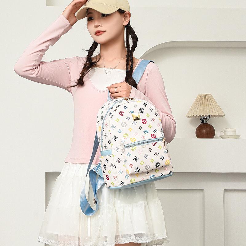 Schoolbag Premium Sense Frosted Embossed Backpack Women's 1011 New Fashion Old Flower Versatile Travel Backpack Student School Bag