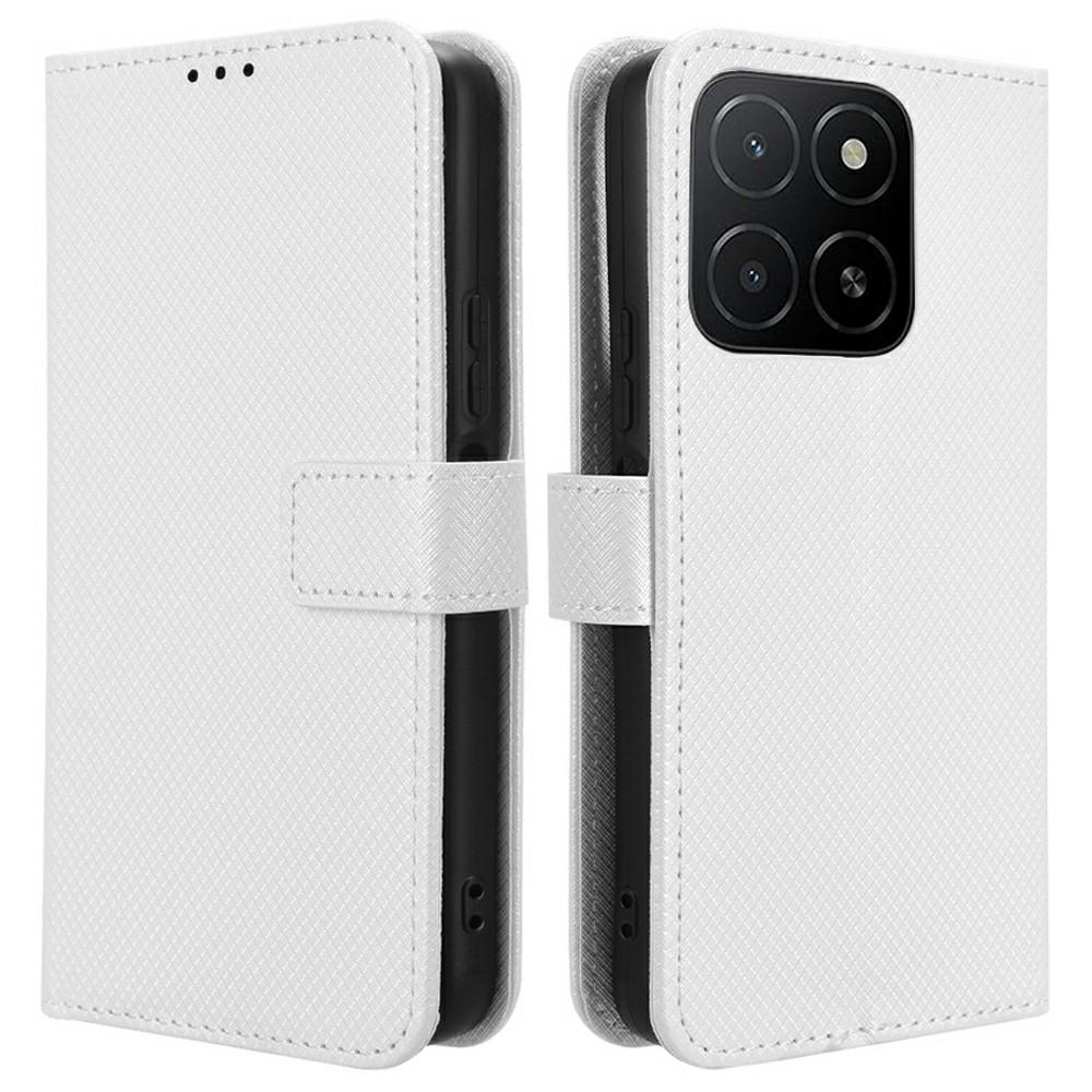 

For Honor X5b Plus/X5b Case PU Leather Diamond Texture Wallet Phone Cover White