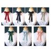 Elegant Pearls Long Ribbon Bowtie with Pin Pre Tied Adjustable Preppy Styles Bowknot Necktie for Fashionable Women Ties