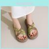 Stylish Women's Summer Flat Sandals Thick Sole Casual Slippers Perfect For Dresses In Green Beige And Black
