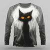 3D Print Cats Graphic Men's T-Shirts Fashion Creative Design Long Sleeve Round Neck Pullover Tops Autumn Casual Comfortable Tees
