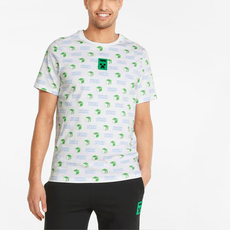Puma X Minecraft AOP Tee White Men Streetwear 534375-02