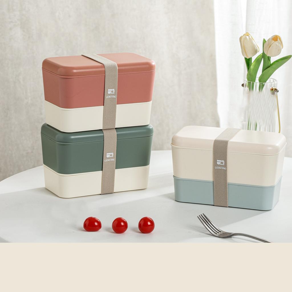 Portable Double Layer Lunch Box Children's snack box Lunch Box for School Microwaveable Food container