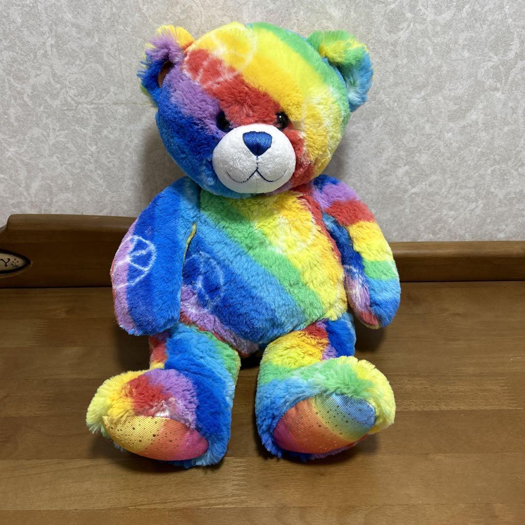 

[USED] Build-A-Bear Peace Sign Rainbow Colored Flashy Teddy Bear Bear