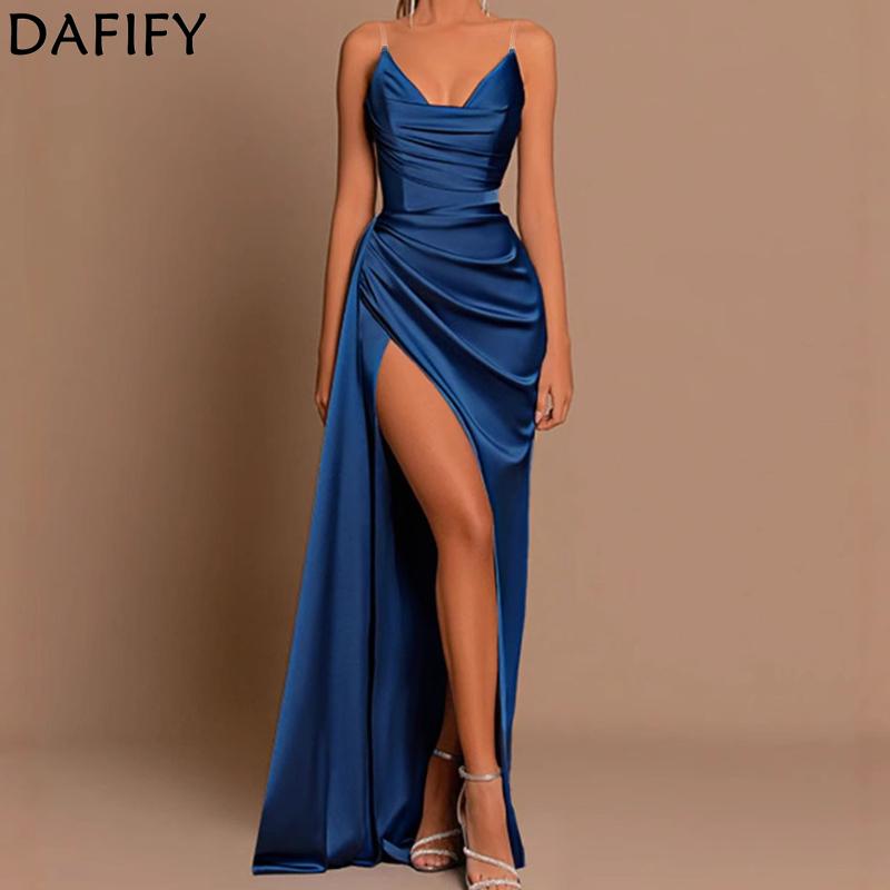 DAFIFY Women's Fashion Summer Spring Solid Color Print Sleeveless V-Neck High Waist Casual Dresses