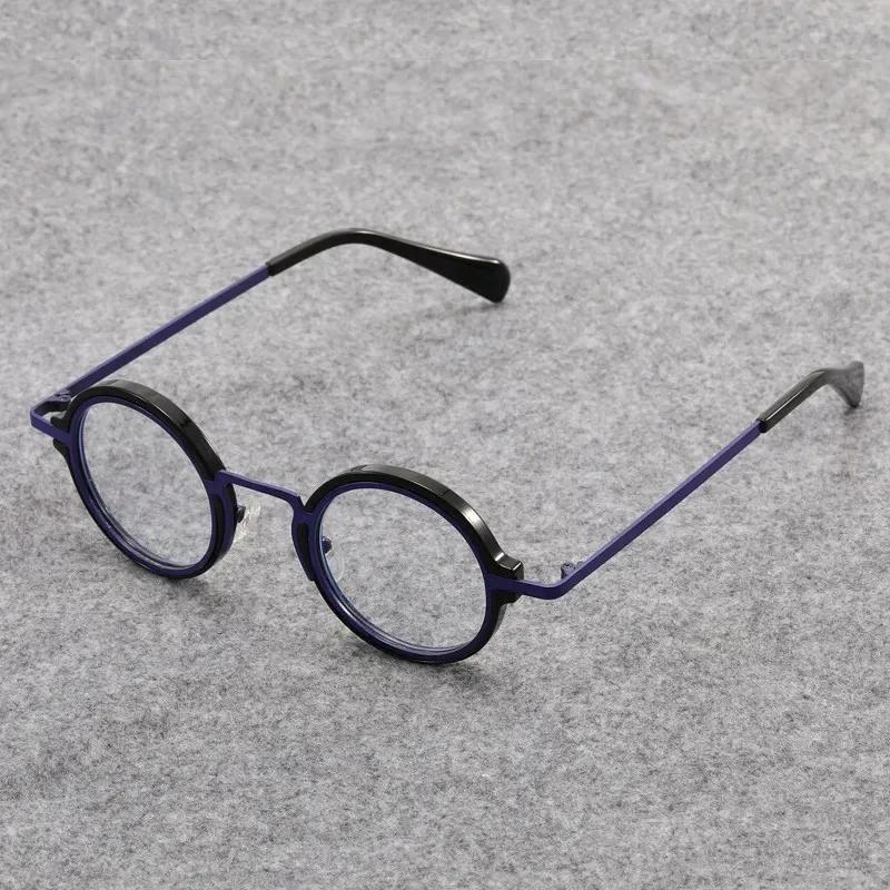 Retro Round Frame Mens Flat Light Glasses Ultra Light Anti Blue Light HD Neutral Color Blocking