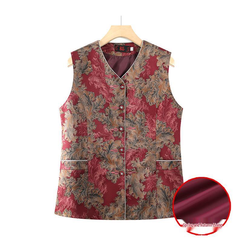 

Легкий осенний жилет для бабушки для женщин среднего и пожилого возраста - Безрукавка для весны и осени 2XL (100-115 jin)