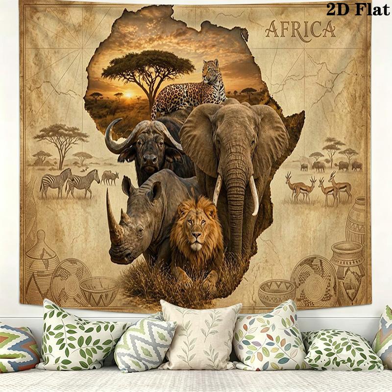 Afrikanische Tiere Wandteppich Ästhetischer Wandbehang Bedruckter Stoffdecke Dekorative Wandteppiche für Schlafzimmer Wohnzimmer Heimdekoration