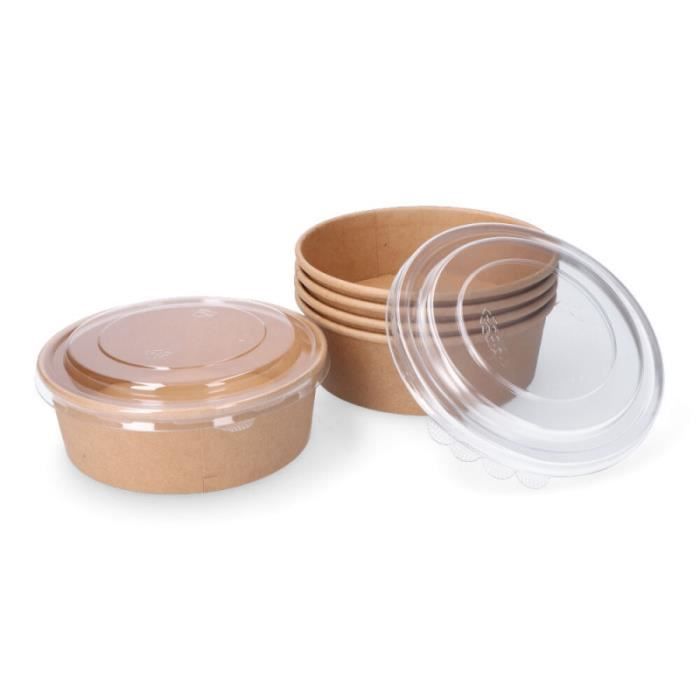 Contenant En Carton Biodégradable Rond Avec Salade/couvercle 500 Cc (5ud)