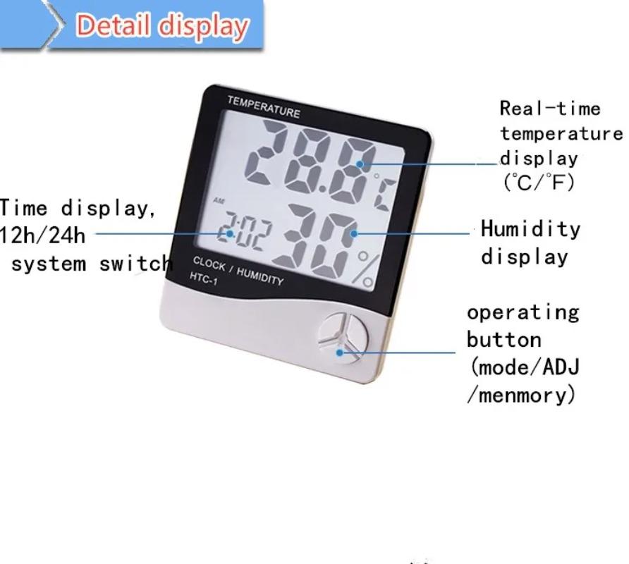 Digitální pokojový LCD teploměr Elektronický měřič teploty a vlhkosti Hygrometr Meteorologická stanice Vnitřní Budík