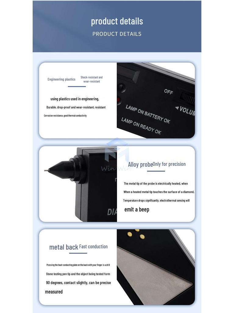 Professional Diamond and Gemstone Tester Pen: Second Generation Thermal Conductivity Meter for Authenticity Verification