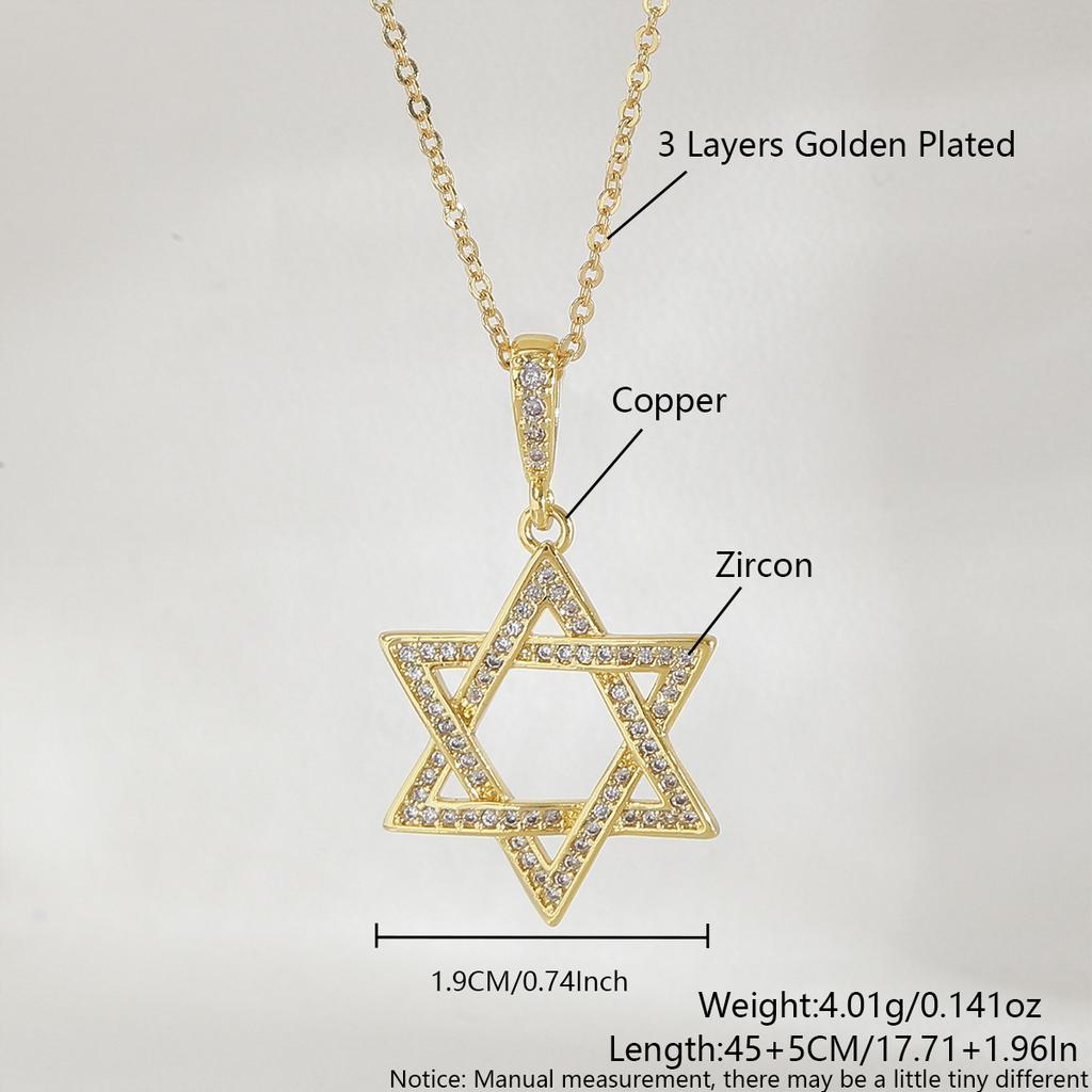 Hexagram Necklace for Men - Simple and Versatile, Fashionable and Unique. Hexagonal Star Necklace for Women.
