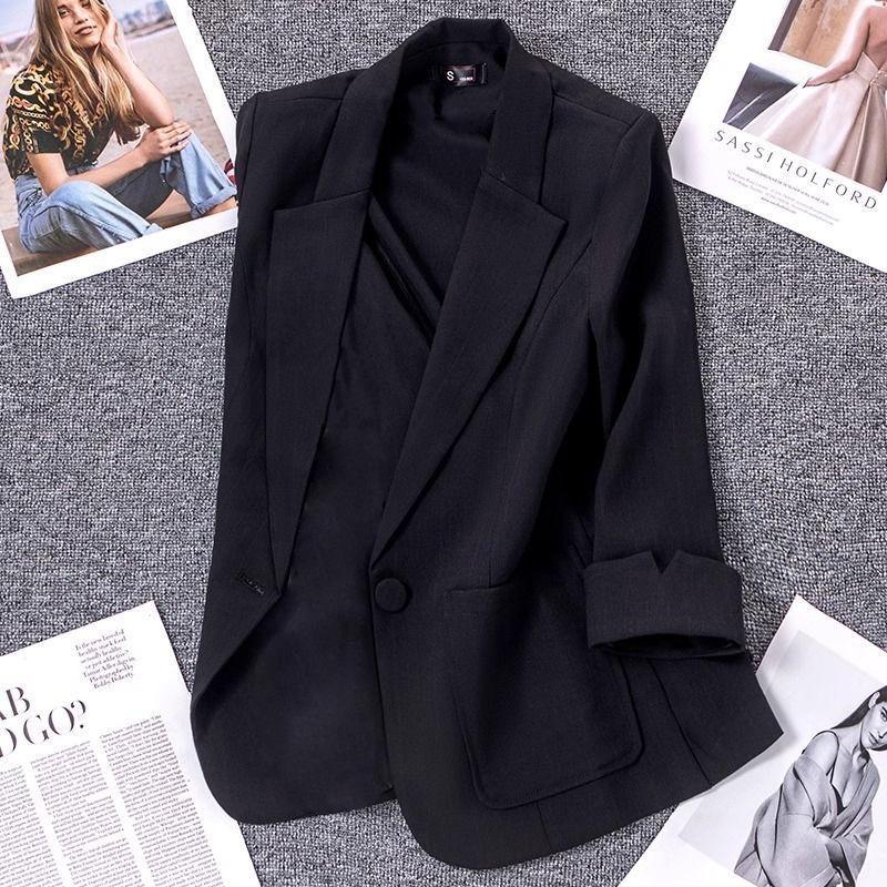 Light Green Linen Suit Short Jacket for Women Thin Korean Style Small High-end Casual Suit Temperament Top