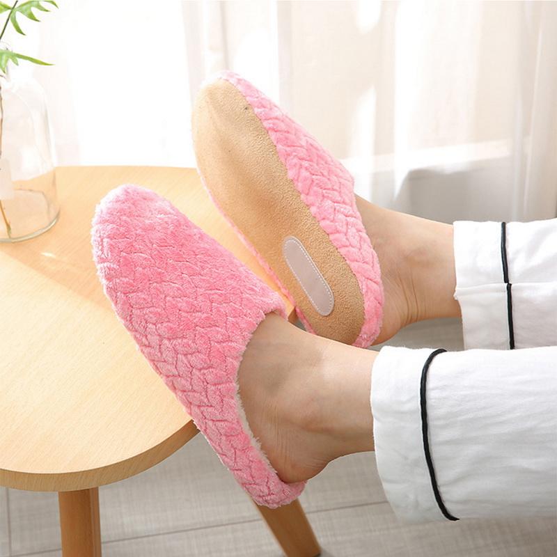 2022 Soft Sole Slippers Men Women Indoor Floor Flat Shoes Autumn Winter Warm Home Cotton Warm Plush Bedroom Slides
