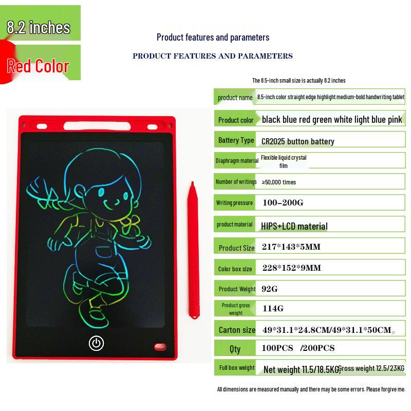 Kids' LCD Drawing Tablet - 6.5/8.5/10/12 Inch with One-Click Clear Screen