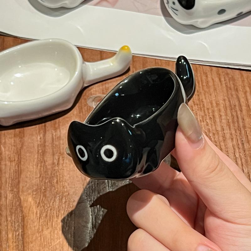 Ceramiczna Mini Miseczka do Zanurzania w Kształcie Kota Dodatek Mała Miseczka Domowe Naczynia Stołowe Dekoracyjny Miska dla Kota na Stół Kuchenny